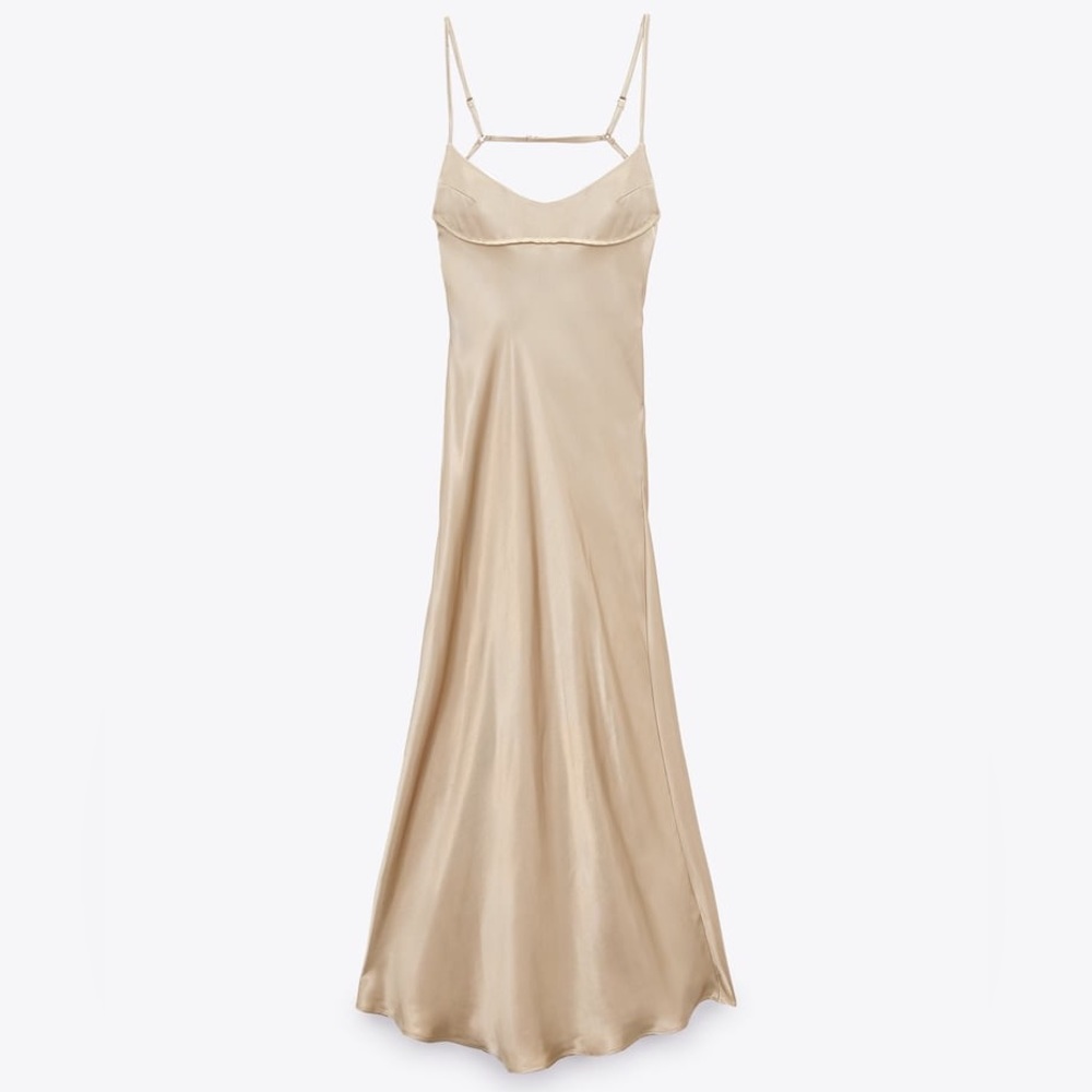ZARA SATIN EFFECT CUT OUT DRESS